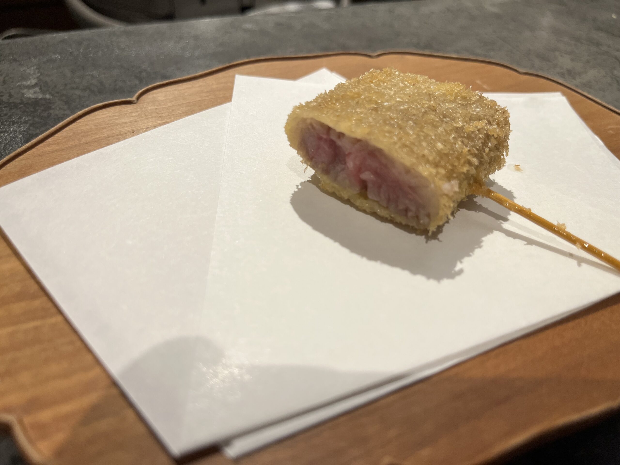 五反田の串揚げ花林糖｜飛騨牛のサーロイン串